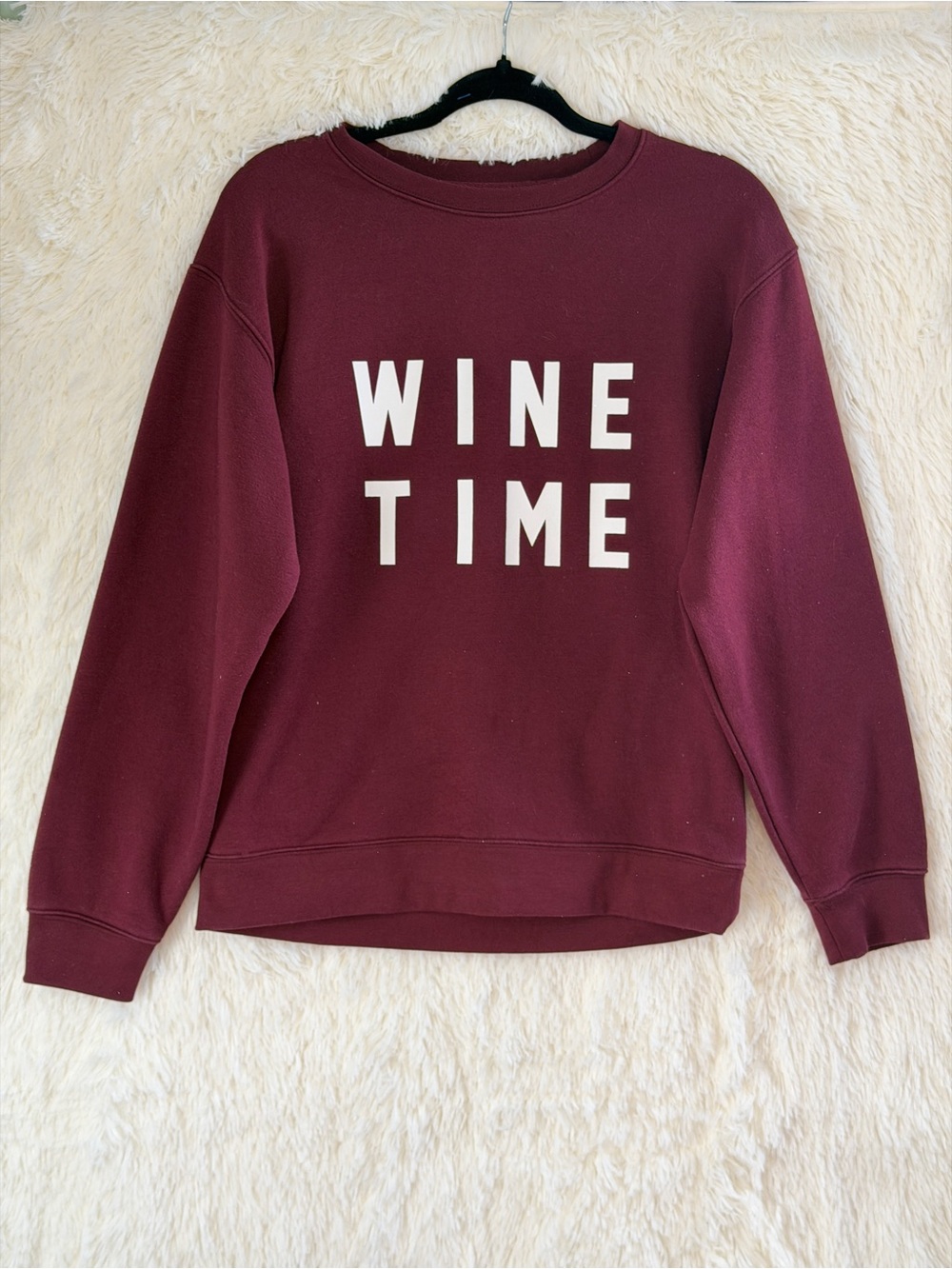 Brunette The Label BTL Womens Oversized "Wine Time" Sweatshirt XS/S Burgundy